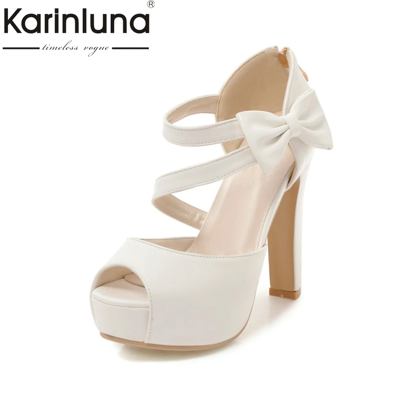 

Karinluna new large size 31-43 Princess style summer shoes sandals women fashion high heels platform party wedding sandal woman