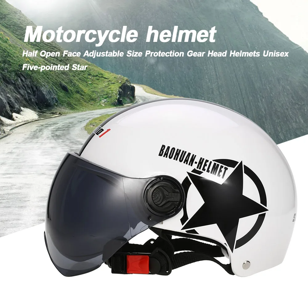 

Motorcycle Helmet Half Open Face Adjustable Size Protection Gear Head Helmets Unisex Five-pointed Star