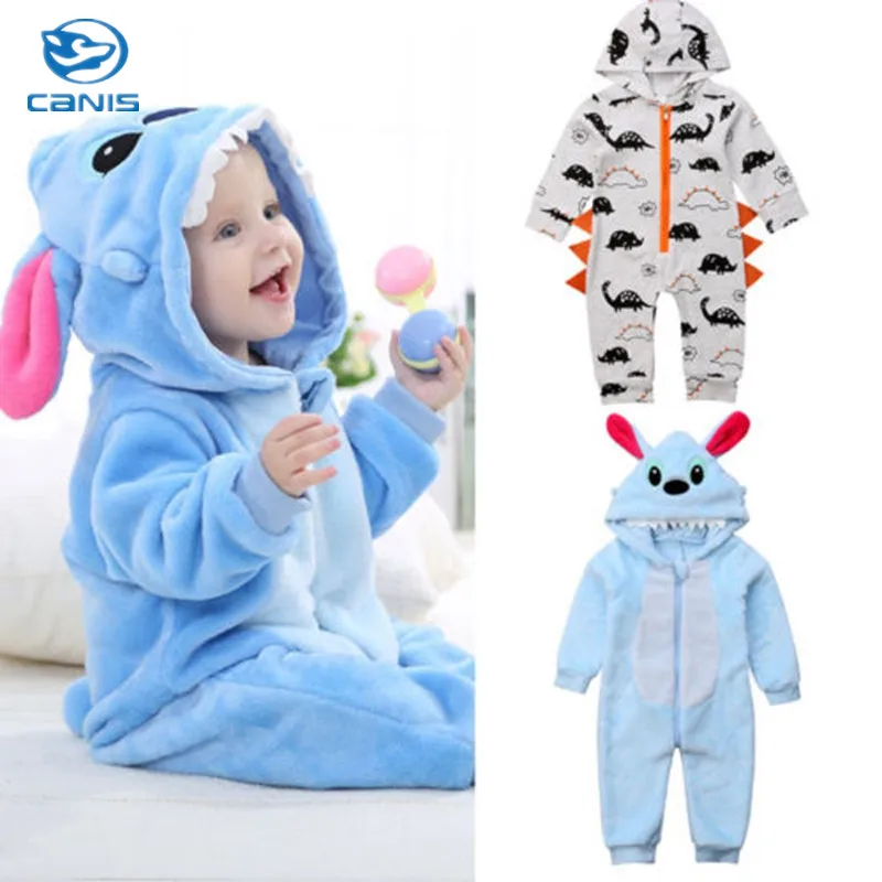

2018 CANIS Cute Newborn Kid Baby Boy Girl Cotton Stitch Flannel Hooded Romper Jumpsuit Playsuit 0-24M