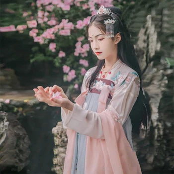 

Chinese Style Women Dancing Clothes Hanfu Costume Chinese Ancient And Traditional Clothes Folk Dance Performance Dress DQL735