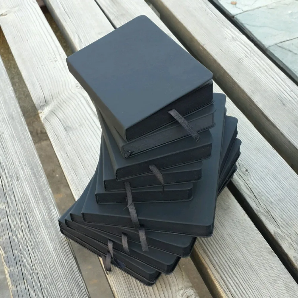 All Black Paper Blank Inner Page Portable Small Pocket Notebook Sketchbook Stationery Gift Hardcover Notepad A5 A6 SIZE