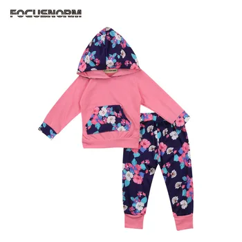 

New in Fashion Cute Cotton Newborn Toddler Baby Girl Hoodie Tops Sweatshirt+Pants Kids Outfits Set
