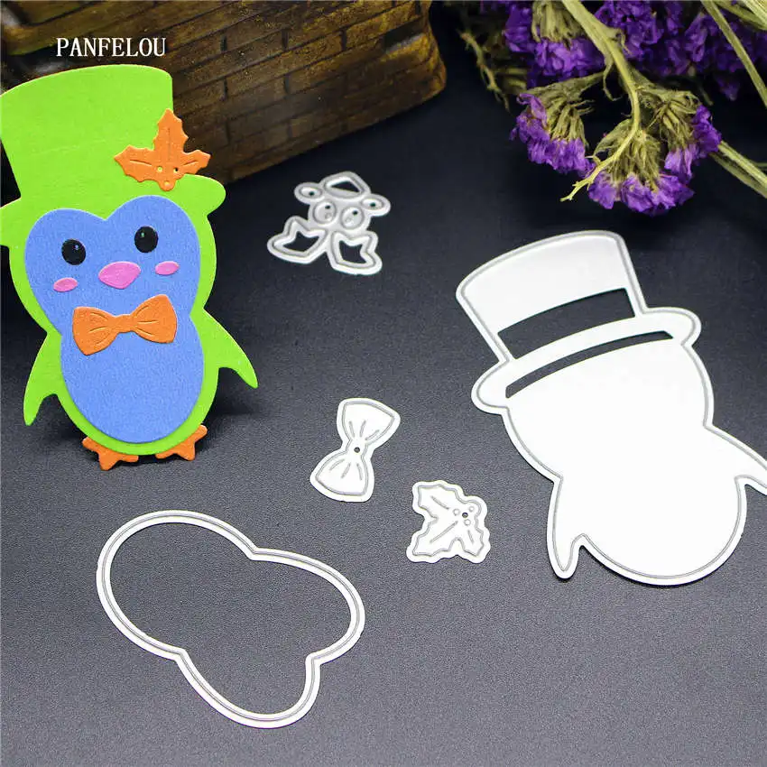 

PANFELOU Metal craft penguin gentleman paper die cutting dies for Scrapbooking/DIY Christmas wedding Halloween cards