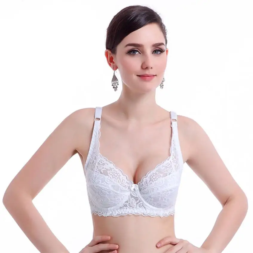 

2019 New Arrival Sexy Women Push Up Deep V Ultrathin Underwire Padded underwear Pure color Lace Brassiere Bra