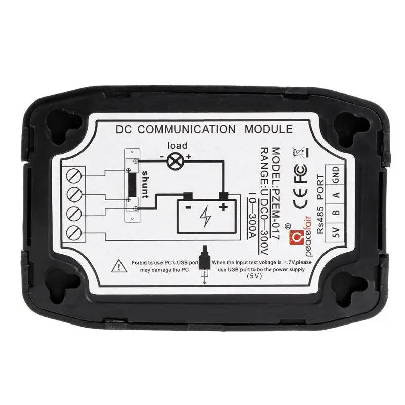 PZEM-017 Измеритель постоянного тока RS485 интерфейс Modbus вольтметр мощность энергии ваттметр 0-300 В 50A/300A шунт USB кабель