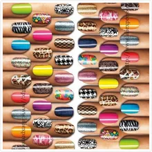 Последние 72 стиля, 3D блестящие узоры для ногтей, наклейки для дизайна ногтей, красивые блестящие наклейки на весь ноготь, обертывания, 50 упаковок/партия