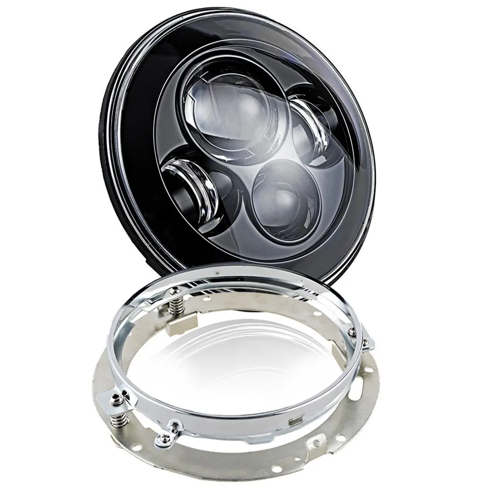 

7" Moto LED Headlight + 7" Mounting Ring Adapter for Harley Tour,FLD,Softail Heritage,Street Glide,Flht,Electra Trike Glide