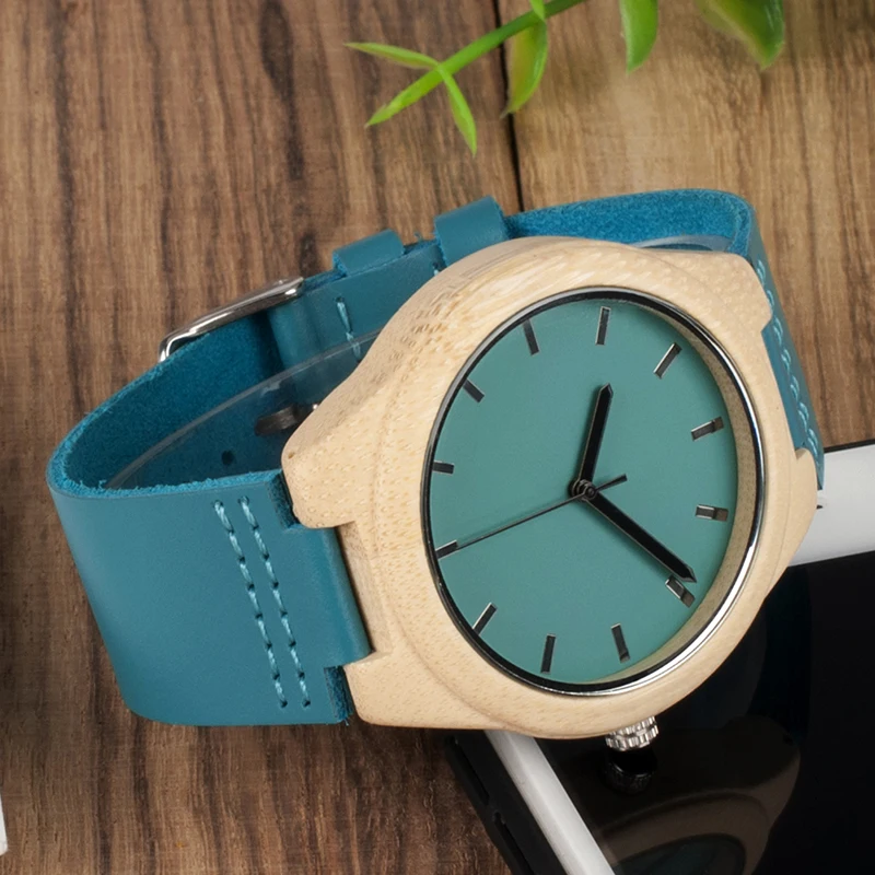 BOBO BIRD V-F20 Bamboo Wooden Watch Mens Top Luxury Band Quartz Watch with Leather Band as Gift Item Watches Men