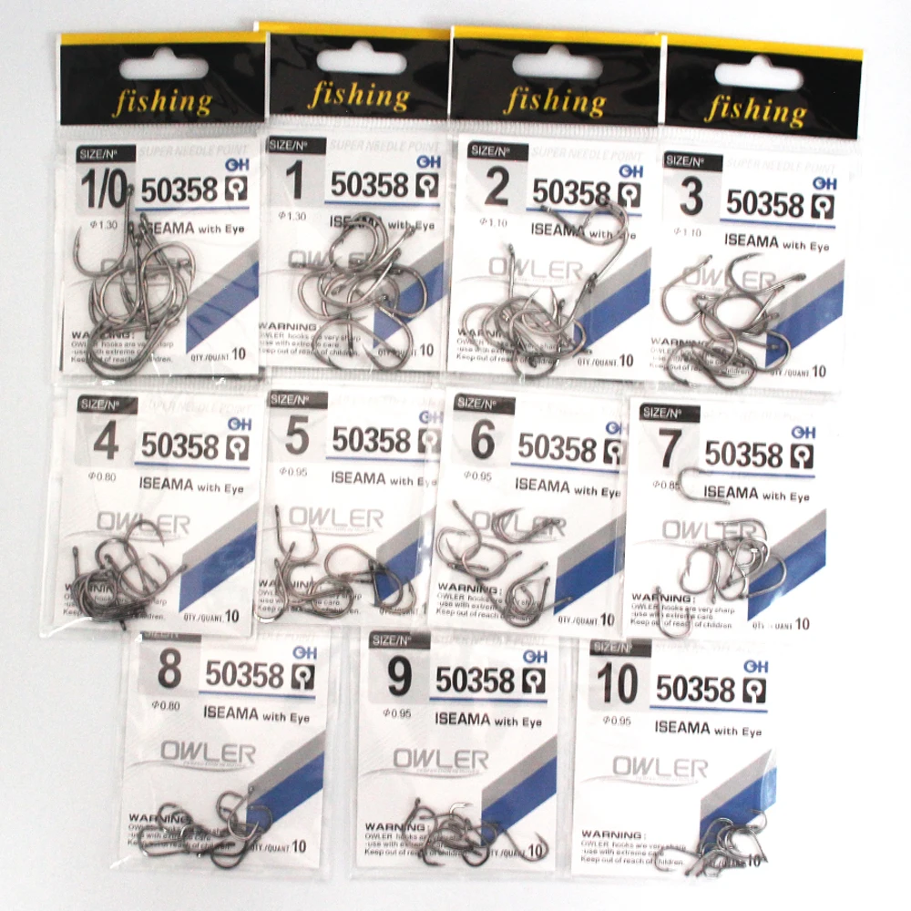 ISE Fishing Hook ISEAMA With Eye 50358 1/0-10# 10pcs/lot High Carbon Carp Catfish Anzol Peche Japan Tackle Fishing hook owner