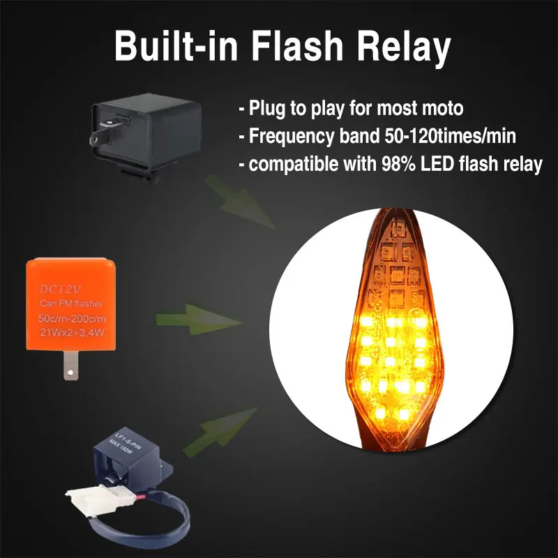 4 шт. мотоцикл поворотники светильник E4Built in реле течёт вода мигающий 20LED мигалка