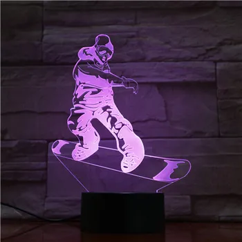 

Bedroom Decorative Led Night Light Sport Snowboarding 3d Illusion Led Table Lamp Touch Sensor Base Nightlight for Kid Gift Child