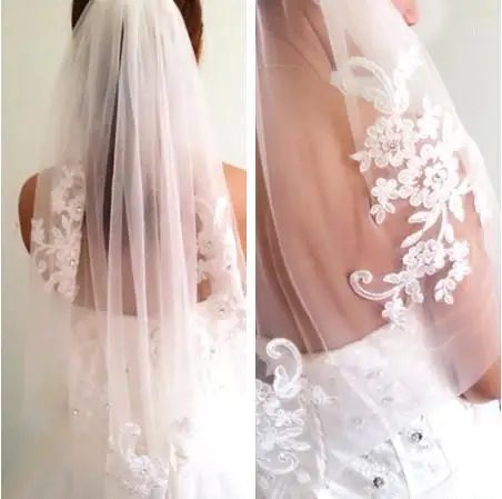 

Soft Tulle New Arrival Beading 2018 Waist-Length Veil Short Fingertip Wedding Veils Bridal Accessories With Comb Voile Mariage