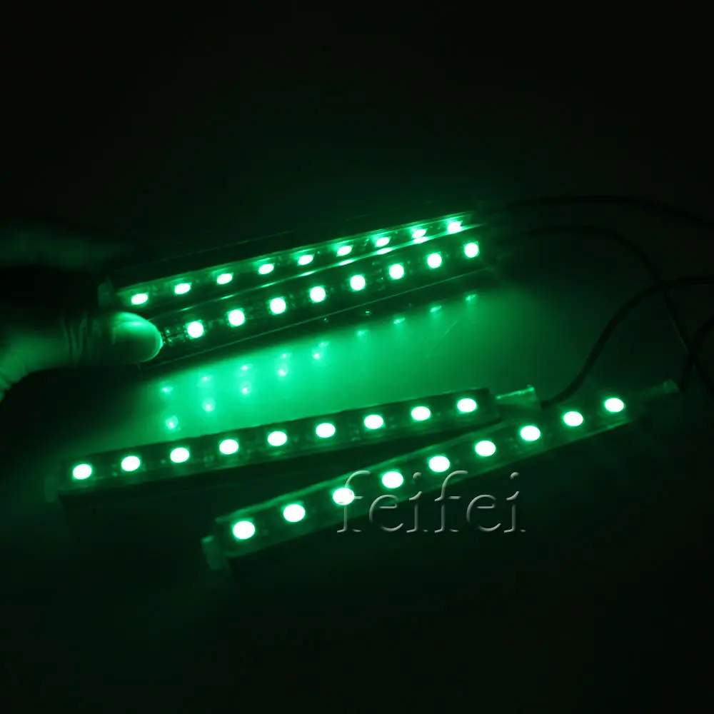 4X DC12V 9 SMD 10 Вт 4 шт. 5050 авто LED RGB подкладке Этаж Декоративные Атмосфера полосы путь