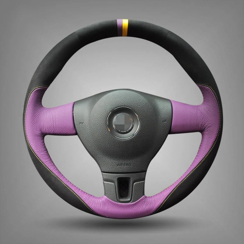 BANNIS кожаная обложка фиолетового цвета черная замша рулевого колеса автомобиля крышки для Volkswagen VW Tiguan Lavida Passat B7 Jetta Mk6