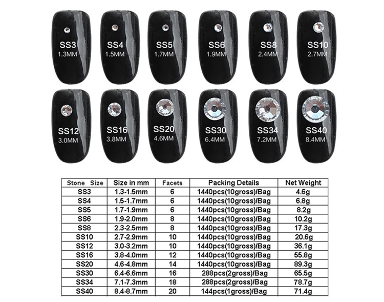 SS3-SS40, Блестящие Стразы для ногтей, художественные Кристальные AB прозрачные стеклянные камни, 3D дизайн ногтей, декоративные стразы с плоской задней поверхностью, не исправляемые Стразы