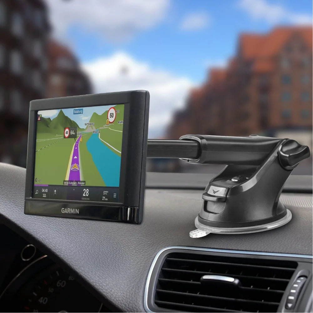 GPS Dash Mount, APPS2Car Dashboard Windshield GPS Mount wSemi-Auto One Hand Operated Telescopic Arm for Garmin Muvi GPS 6