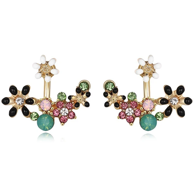 Crystal Stud Earrings Irregular Hollow Leaf Flower Crystal Stud Earrings Irregular Hollow Leaf Flower For Women Small Ear Jacket Clips