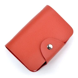 Elegant Genuine Leather Business Card and ID Holder with 26 Card Slots (Watermelon red)
