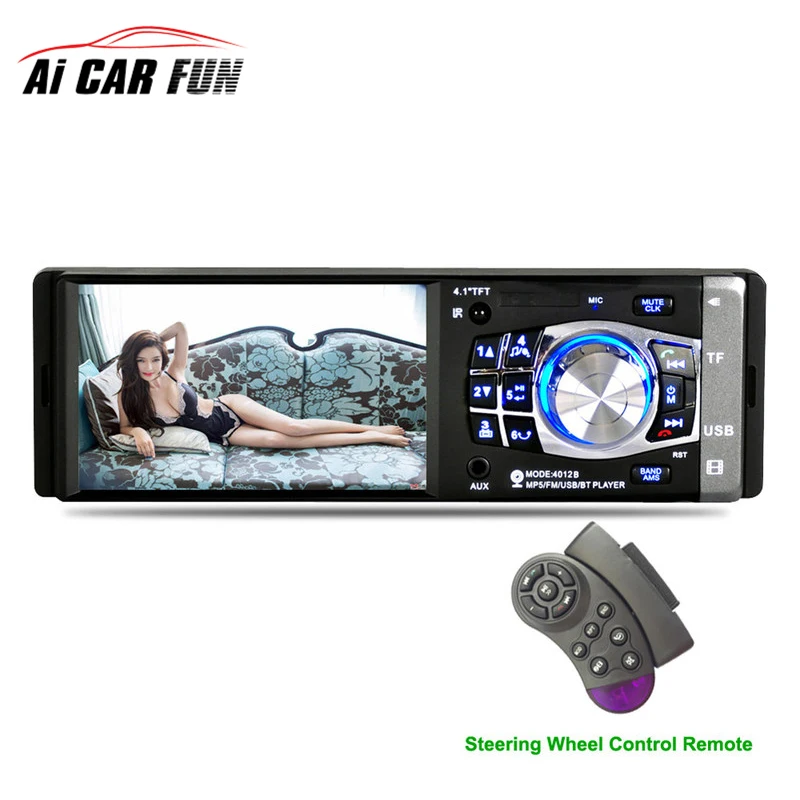 

4012B 4.1 inch 1 Din Car Radio Auto Audio Stereo FM Bluetooth 2.0 Support Rear View Camera USB Steering Wheel Remote Control