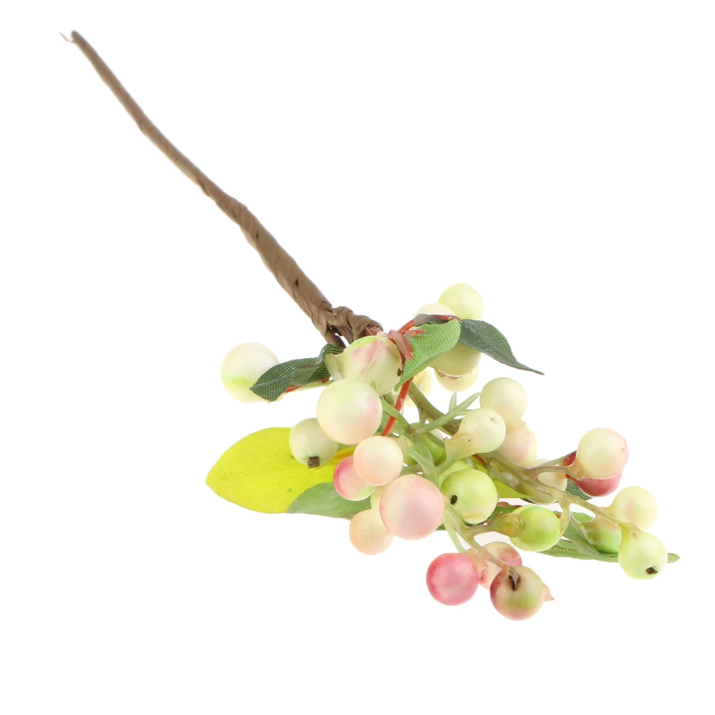 3pcs Artificial Fruits Berry Sprays for Holiday Decorating and Christmas Wedding Flower Arrangements Pink