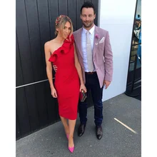 Высокое качество Зима Женское платье красный одно плечо Бандажное платье для вечеринок дропшиппинг+ костюм