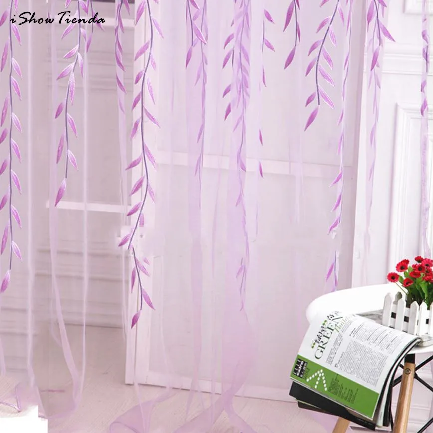 

1Mx 2M Willow Voile Tulle curtain Home Textile Tree Blinds Voile Tulle Room Curtain Sheer Panel Drapes for bedroom New