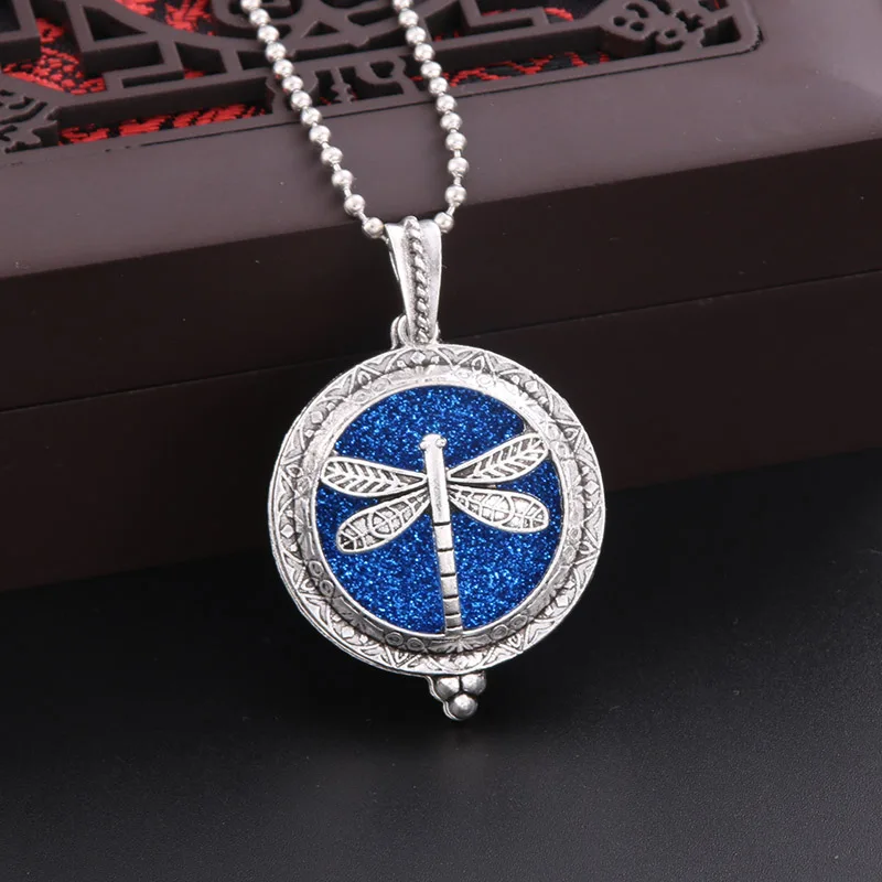 

dragonfly Aroma Diffuser Necklace Open Antique Vintage Lockets Pendant Perfume Essential Oil Aromatherapy Locket necklace gift