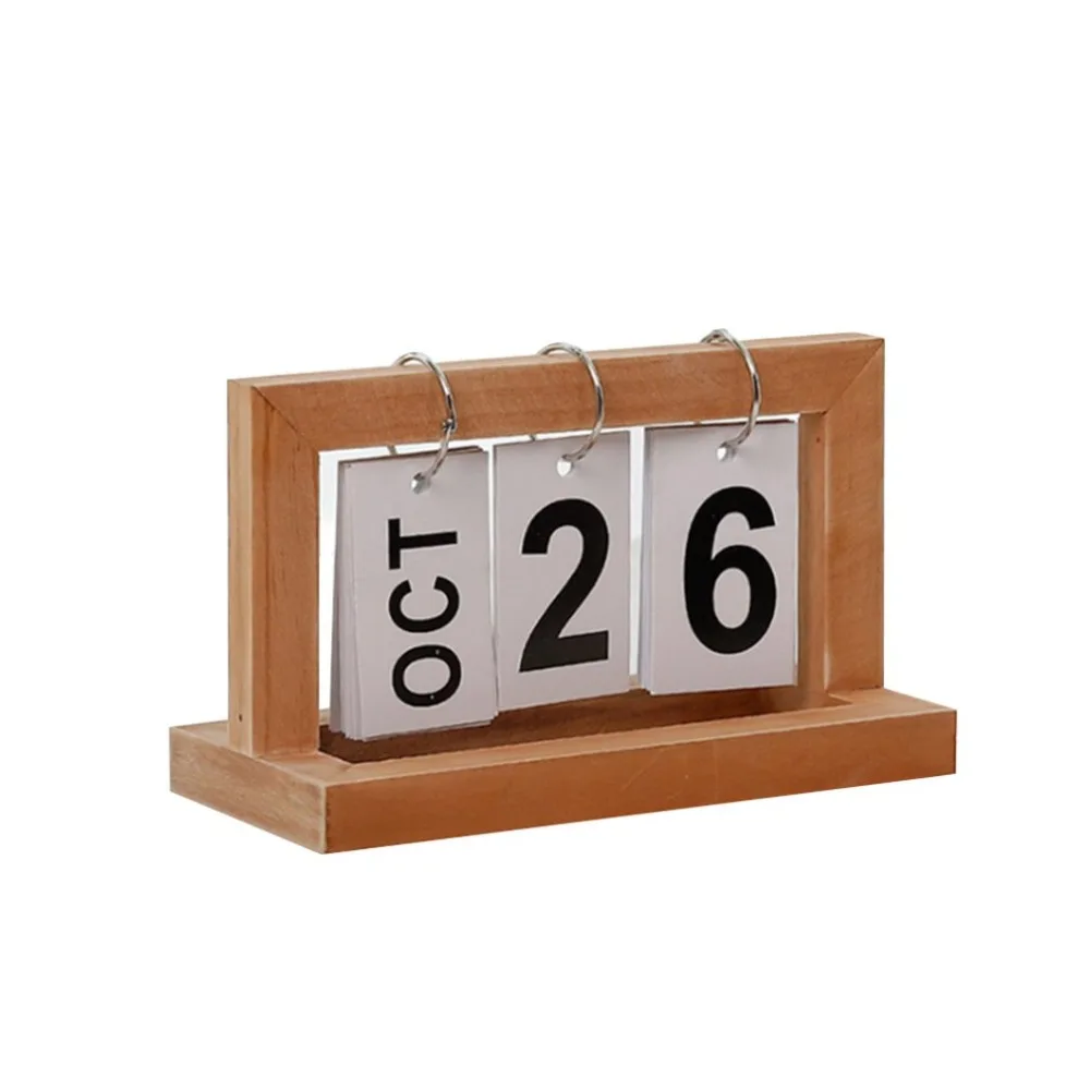 

Desktop Modern Design Wooden Advent Table Desk Calendar Wood Block Planer Permanent Desktop Organizer Agenda