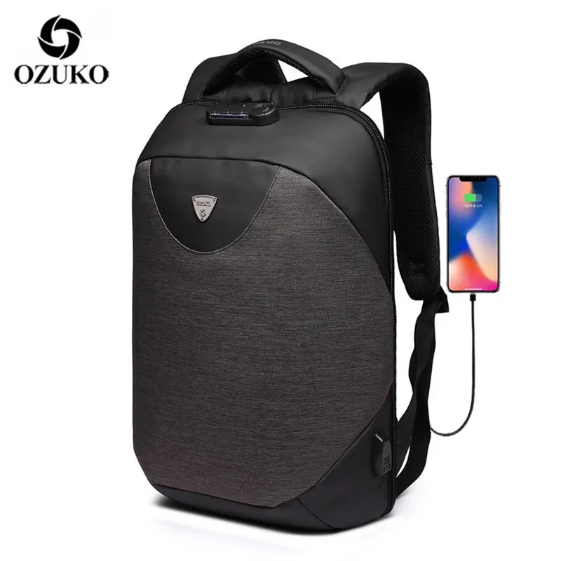 

OZUKO Men Backpack Anti Theft 15.6 Laptop Backpacks Male USB Charging Schoolbag Teenage Waterproof Travel Bags Women Mochilas