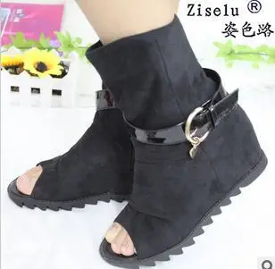 The new 2013 fish mouth short boots higher inside wedge ankle Free Shipping | Обувь