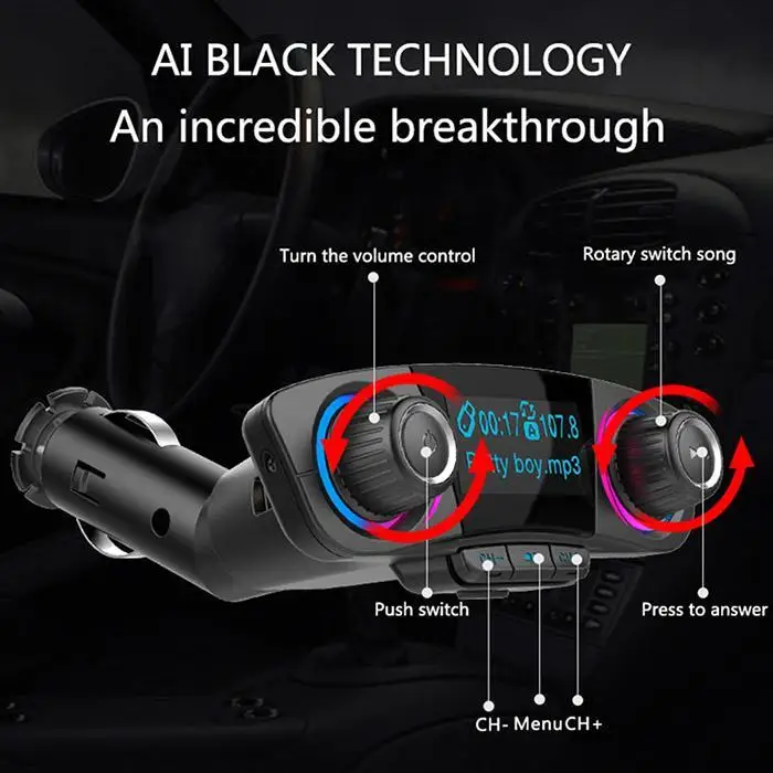 BT06 автомобиля Bluetooth радио, зарядное устройство стерео цифровой PLL Блокировка частоты MP3 87,5-108,0 МГц плеер+_ 1 V