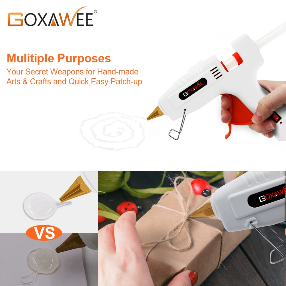 GOXAWEE 34pcs Hot Melt Glue Gun Set Mini Electric Professional DIY High Temp Heat Melt Repair Tool With Hot Melt Glue Sticks
