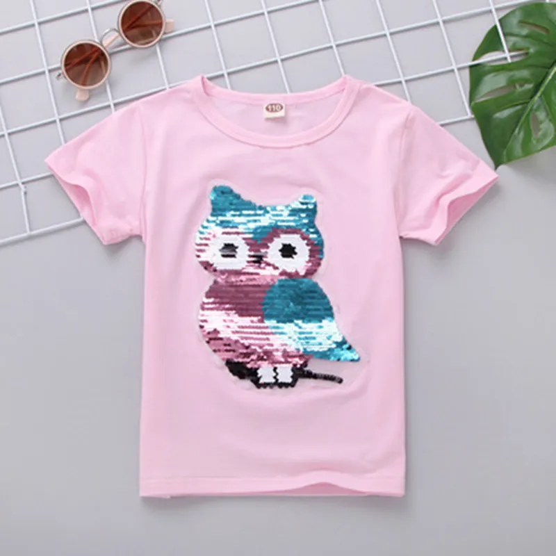 

VIDMID Boys girls T-shirt Summer Sequins Discoloration Cotton Children Short Sleeve T-shirts Children Casual Clothes top 7083 02