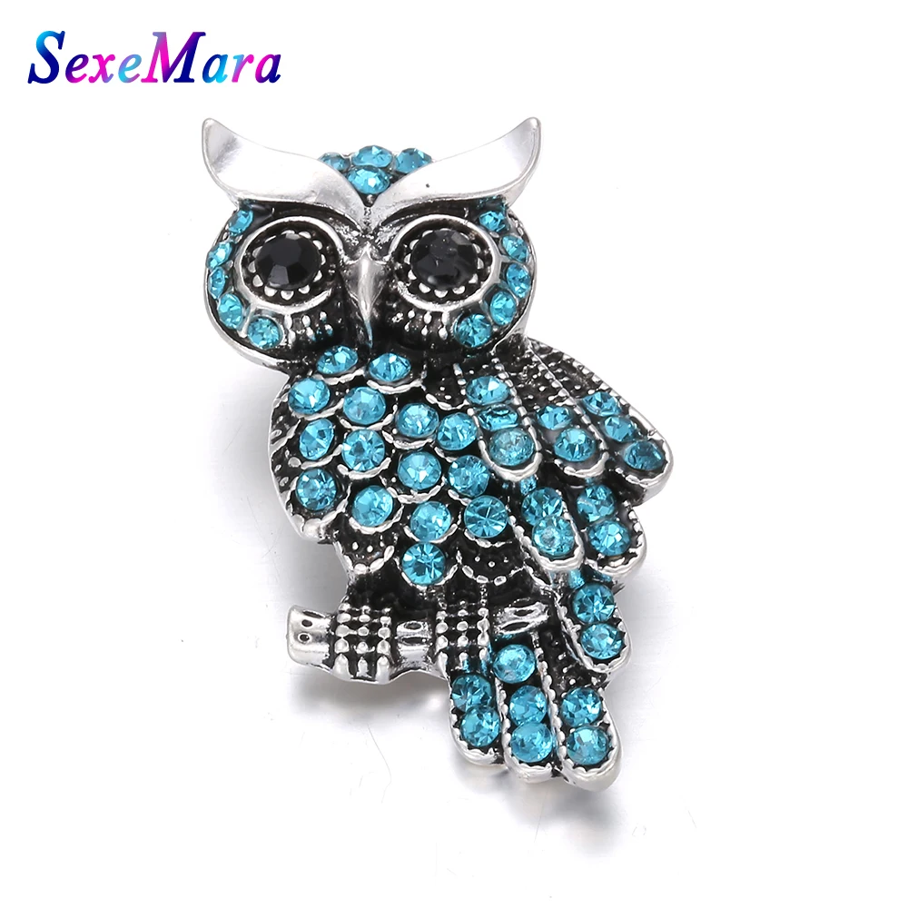 

New Fashion Snaps Buttons Jewelry Owl Rhinestone Button Fit 18mm Snap Button Jewelry Snap Bracelets Bangles for Women