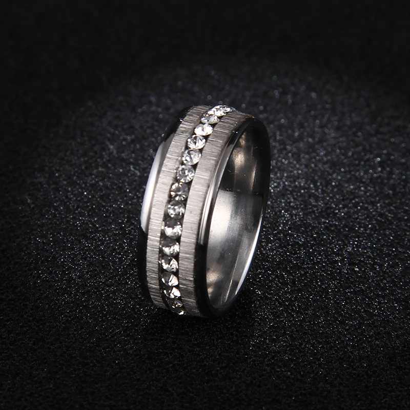 Новое поступление, кольцо из нержавеющей стали 316L с кристаллами, модные стальные кольца, набор для женщин, обручальное кольцо, ювелирное изделие