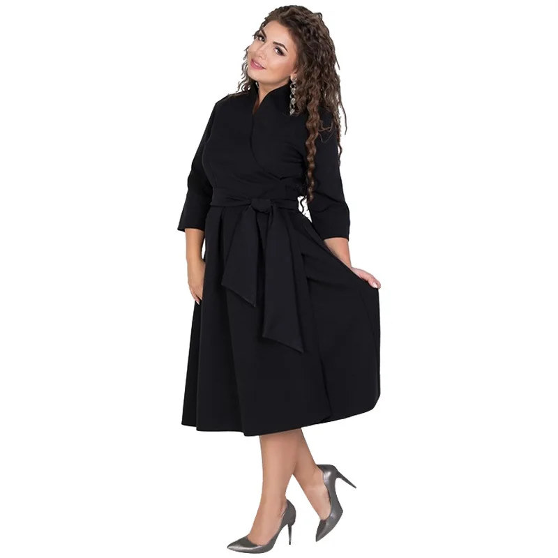 2019 хит продаж весеннее женское платье винтажное размера плюс одноцветное Vestidos
