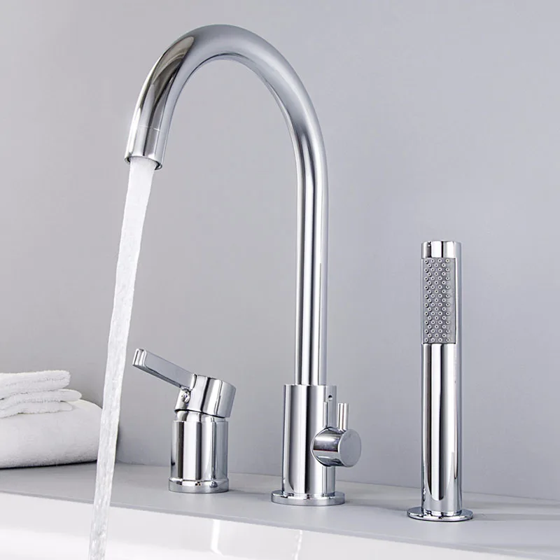 Brass Bathtub Shower Faucet Bathroom Rainfall Handhold Shower Pull Out