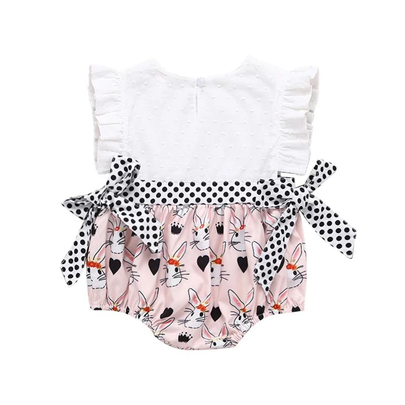 

Summer Baby Newborn Girls Triangle 0-2Y Rompers Rabbit Print Sleeveless Jumpsuit Romper Infant Casual Outfits Baby Girls Rompers