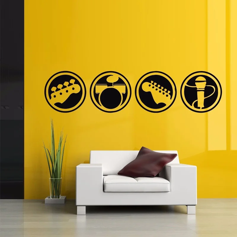 Music Instruments Pattern Wall Stickers For Music Room Background