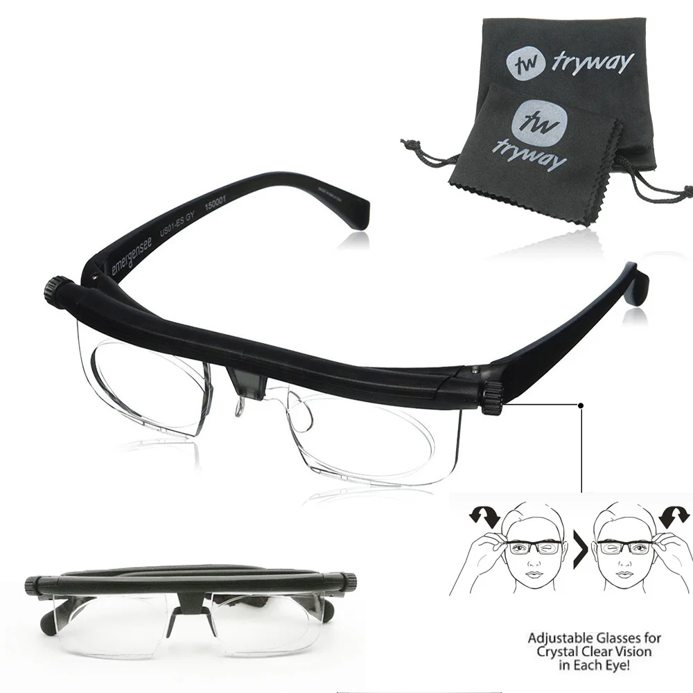 Vision Glasses Adjustable lens Eyewear DISTANCE Readking glasses Focus ...