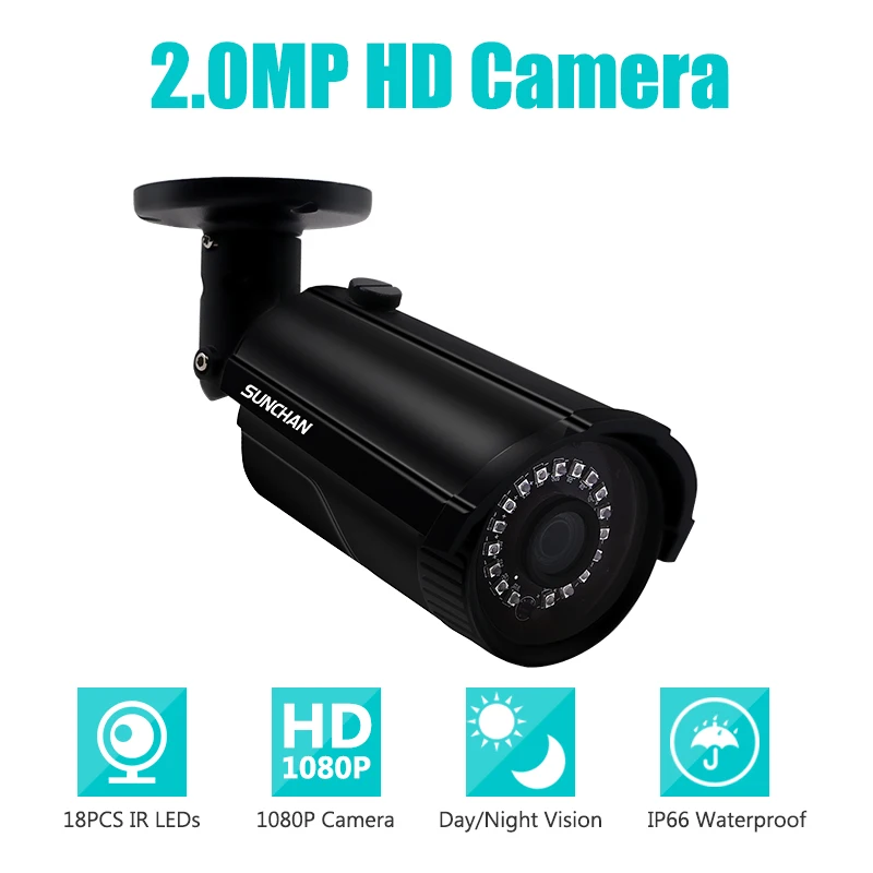 SunChan Высокое качество 1080P 2.0MP 18 IR LED камера ночного видения Водонепроницаемая