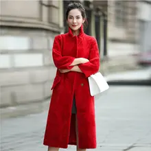 New Women’s Fur Coat Autumn and Winter 2016 Fashion Thicken Warm Lamb Fur Double-faced Fur Coat Long Sheep Fur Coat Female
