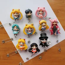 Сейлор Мун мультфильм выдвижной Бейдж катушка Высокое качество силиконовый студенческий медсестры Exihibiton ID Имя карты бейдж держатель офис Suppl