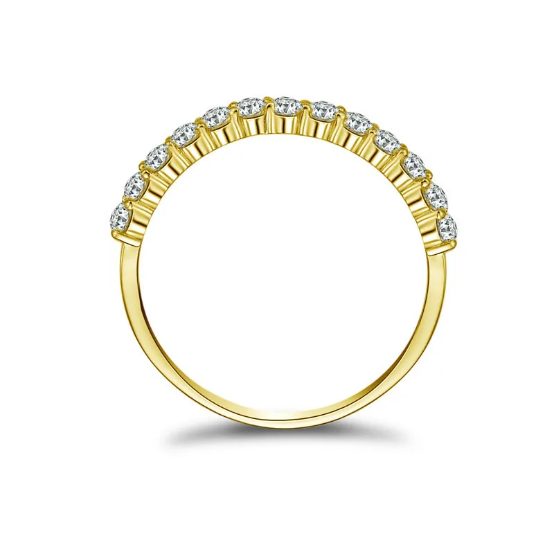 AINUOSHI, классическое кольцо, наполовину вечность, 14 K, однотонное, белое/желтое золото, сверление, Sona, имитация бриллианта, обручальное кольцо
