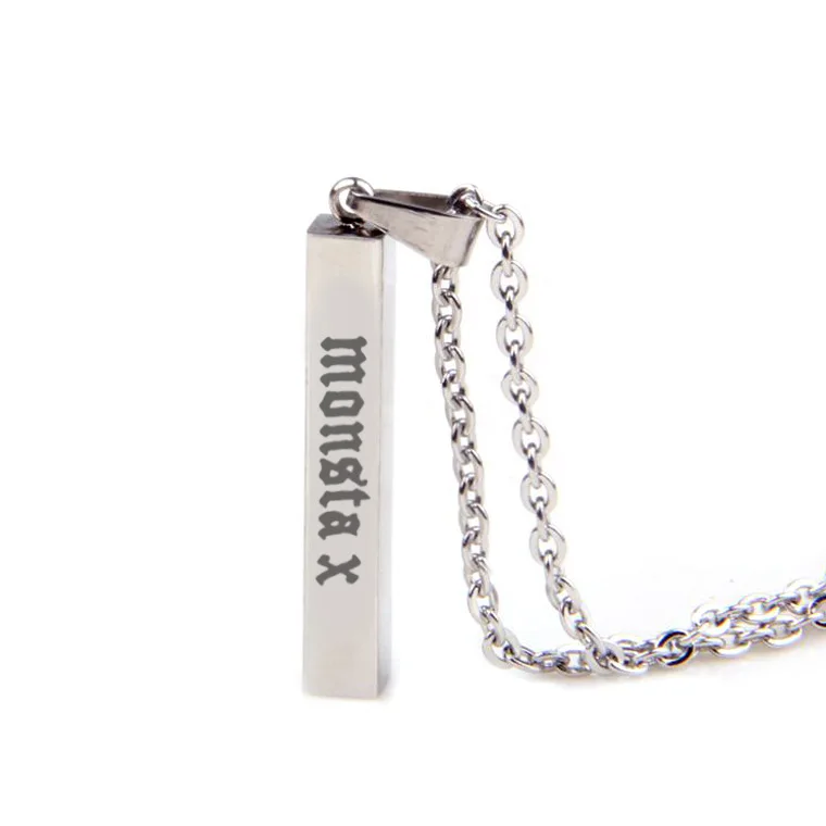 

Monsta X Same Style Titanium Steel Vertical Bar Necklace Hip Hop