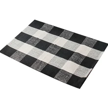 Хлопок, ручная работа, сетка/плед, черный, белый, моющийся, прочный, Впитывающий Коврик для ванной комнаты, коврик для спальни