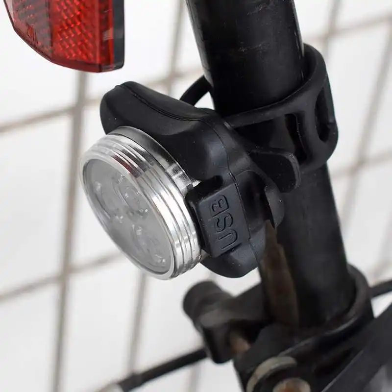 USB Перезаряжаемый встроенный аккумулятор светодиодный велосипедный светильник велосипедный фонарь велосипедный комплект яркий передний головной светильник задний фонарь 4 режима - Цвет: White without box