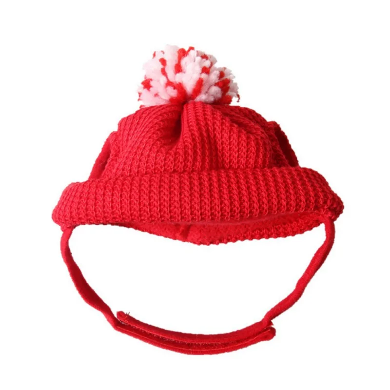 Домашнее животное собака кошка шляпы зимние шапки Рождество теплая шапка щенок собака шерстяная шапка праздничная одежда - Цвет: Красный