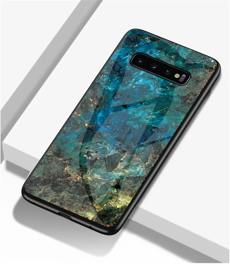 Закаленное Стекло чехол для Samsung Galaxy S10 плюс S10e A8S M10 M20 S9 S8 A9S A6S A750 J4 J6 Примечание 10 8 9 чехол Чехол под мрамор Funda