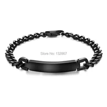Дизайн Популярные любителей Юбилей подарок 7 мм черный Высокое качество Нержавеющая сталь гладкой ID кристалл браслет Очаровательная ювелирные изделия